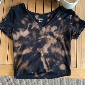 Homemade bleached black V neck crop top